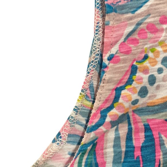 Lilly Pulitzer V-Neck Cotton Sleeveless Tank Top, XXS,‎ Pastel Tropical ALTERED - Picture 7 of 10
